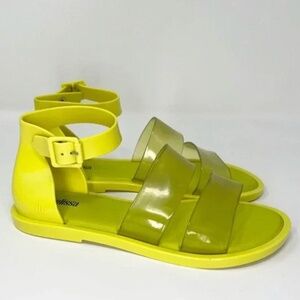 Melissa Neon Green/Yellow Ankle Strap Sandals